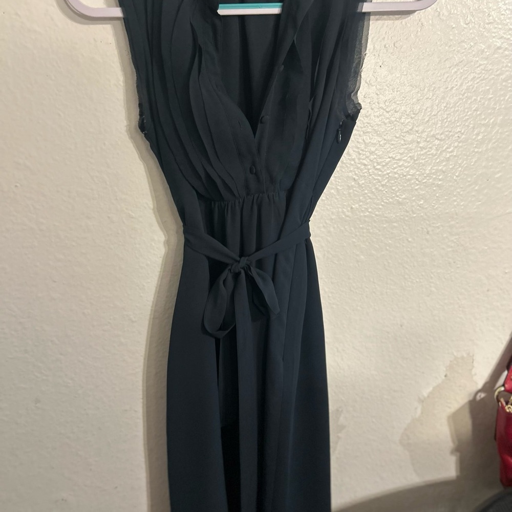 LOFT Black Plunge Neck Wrap Maxi Dress